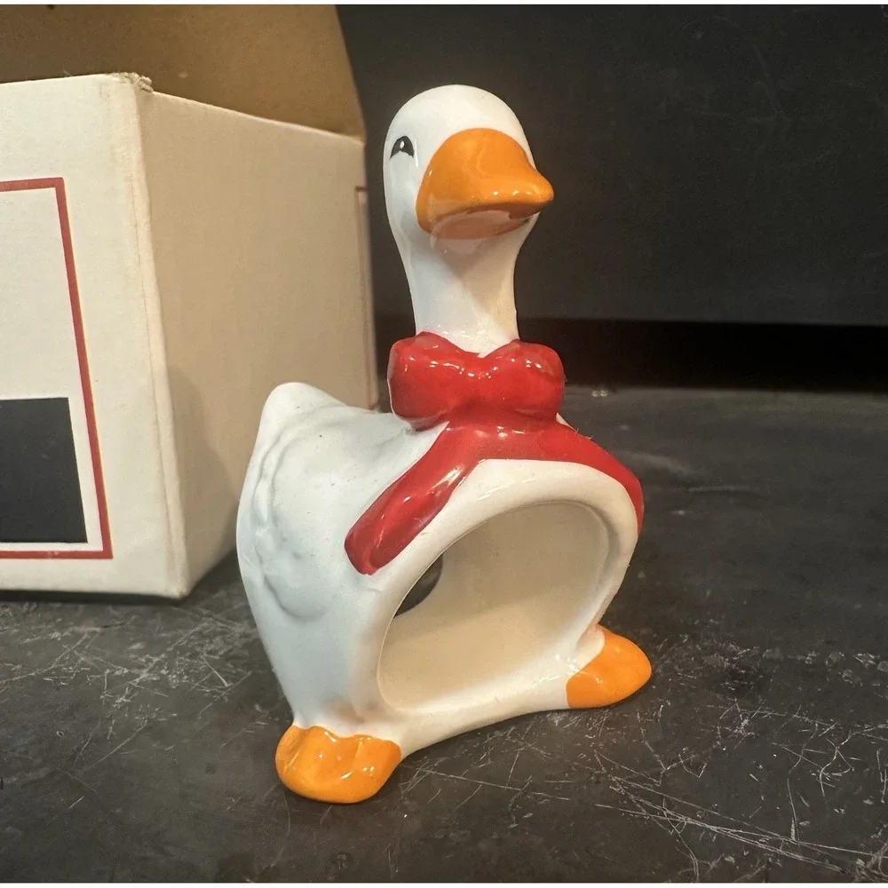 Vintage Colonial Candle Cape Cod Geese Napkin Rings 4 Christmas Box